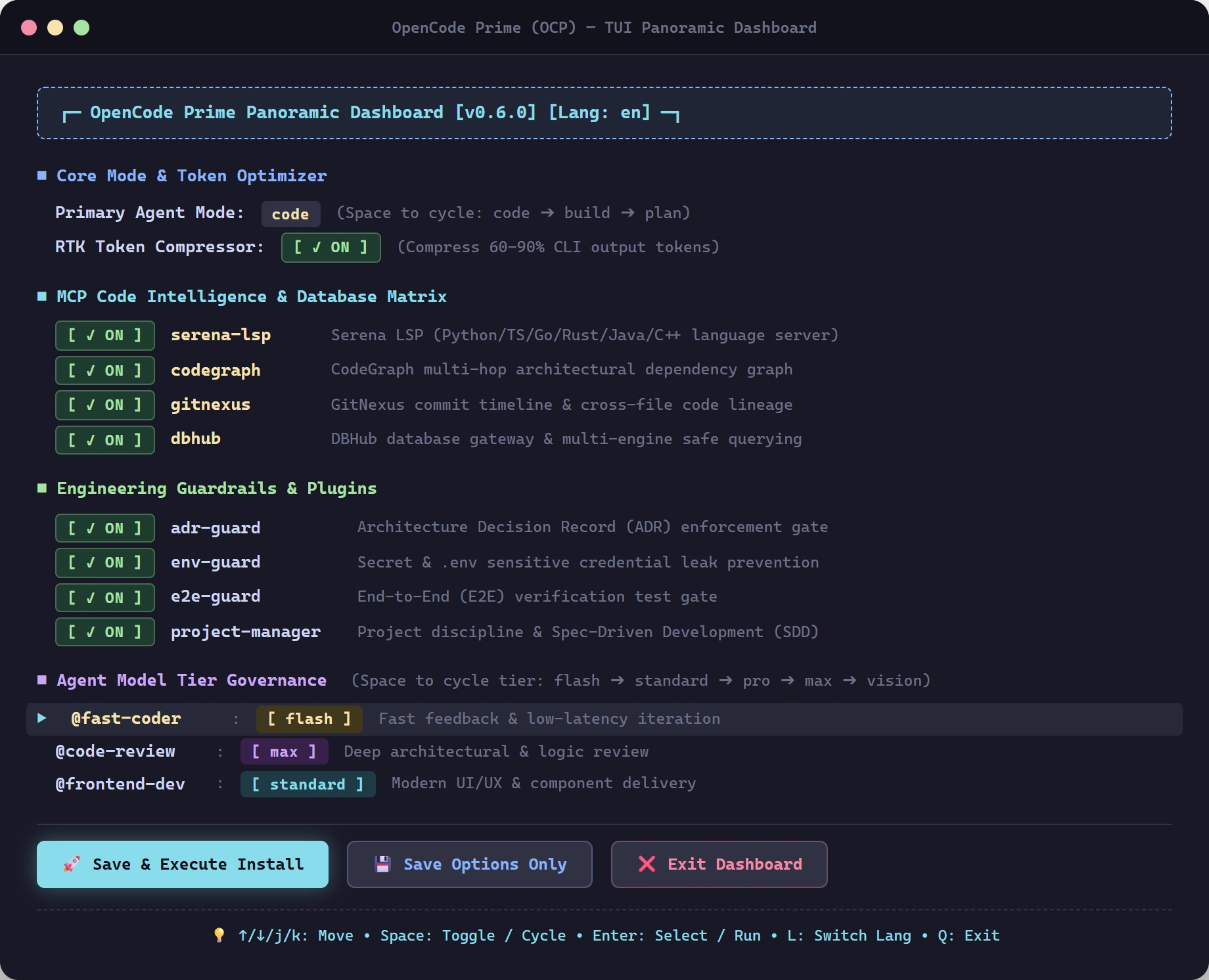 OpenCode TUI Panoramic Dashboard